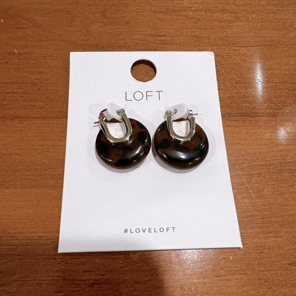 LOFT Tortoise Shell Earrings NWT - Picture 2 of 5
